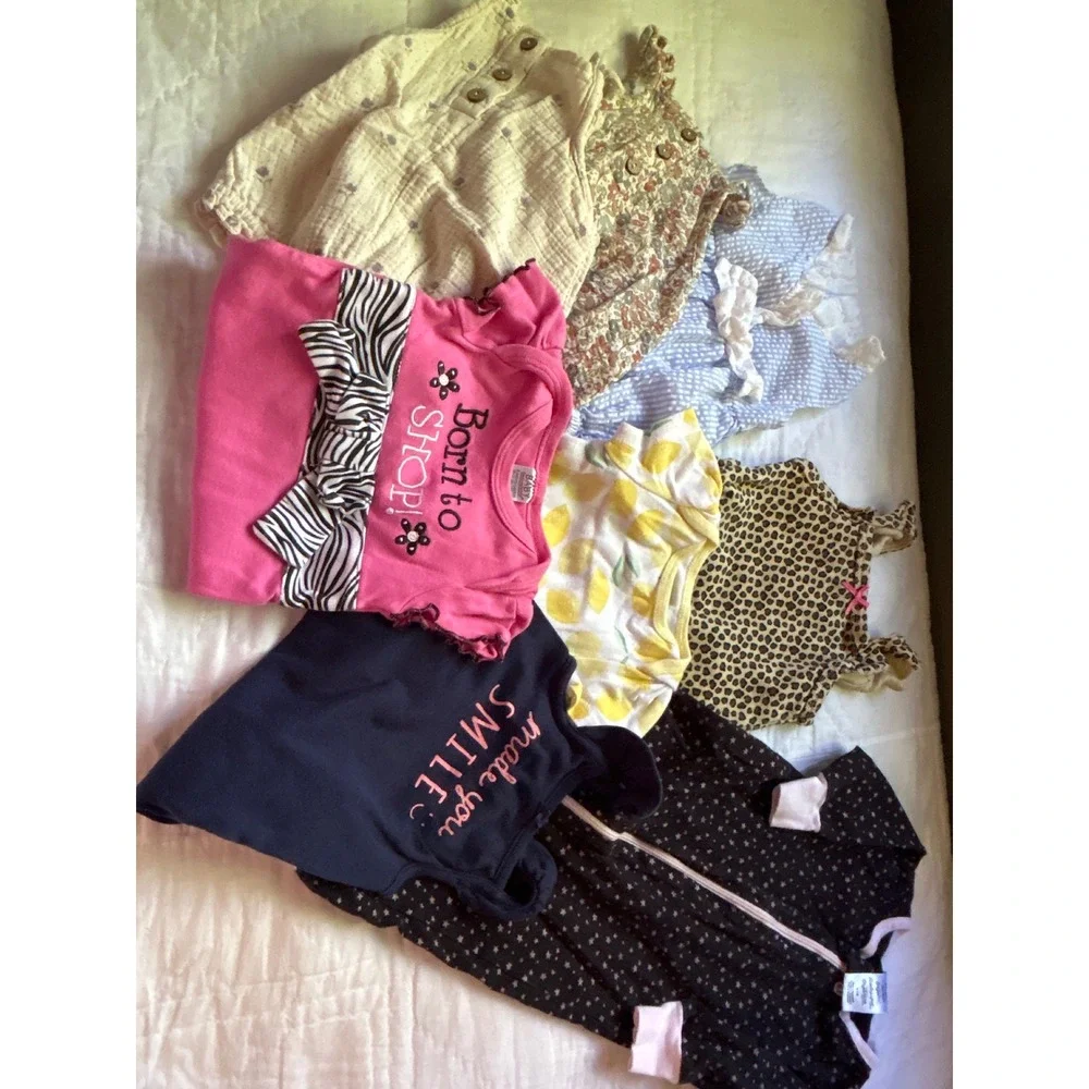 Baby Girl Summer Outfit Lot 8pc Rompers Bodysuits‎ Sleeper 3 Months Floral Lemon